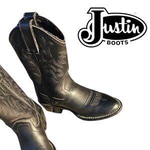 Justin 8.5 D Toddler Kids Leather Boots Black